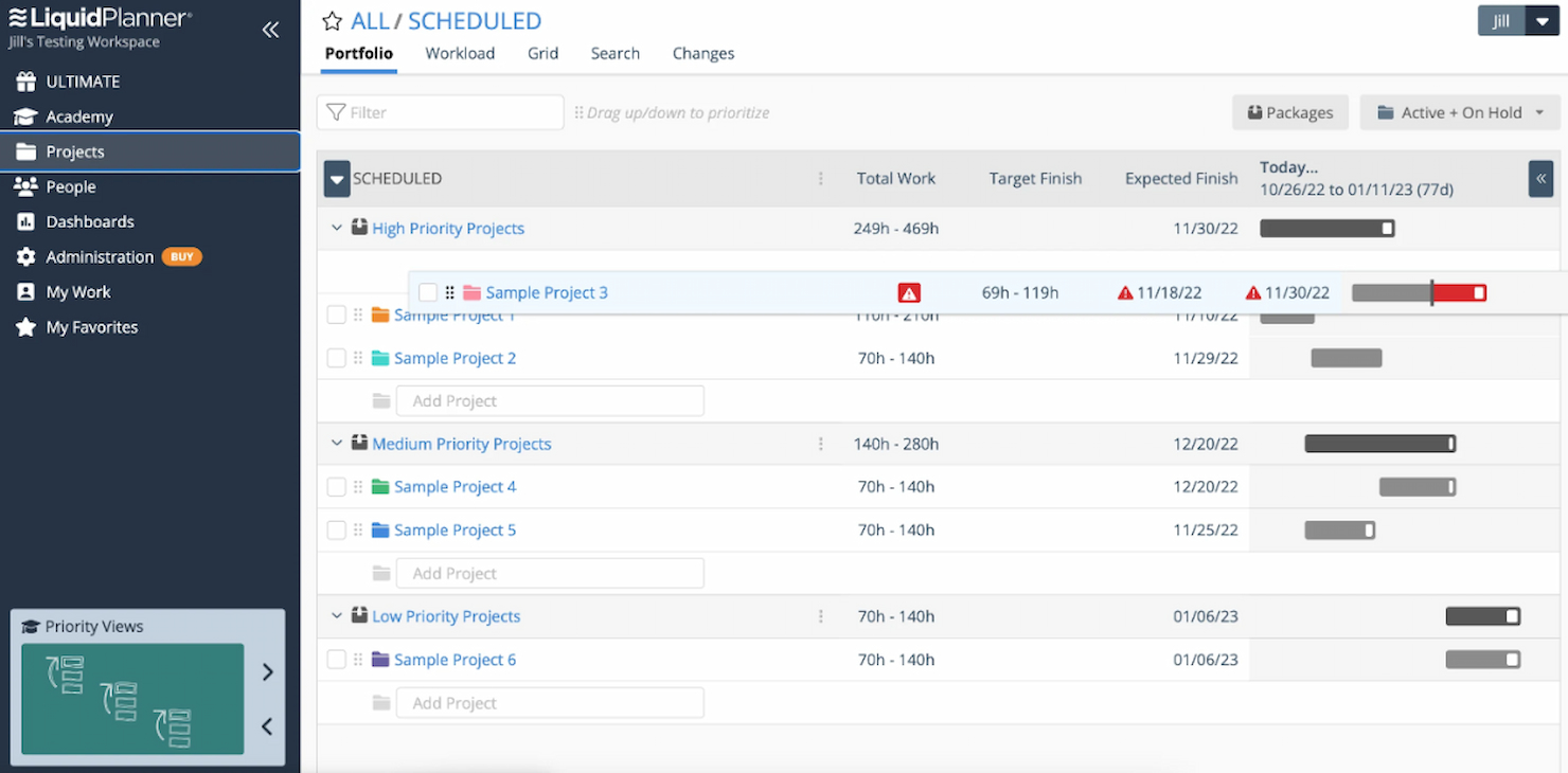 Tempo Portfolio Manager screenshot - 10 beste GanttPRO-alternatieve tools voor planning in 2026