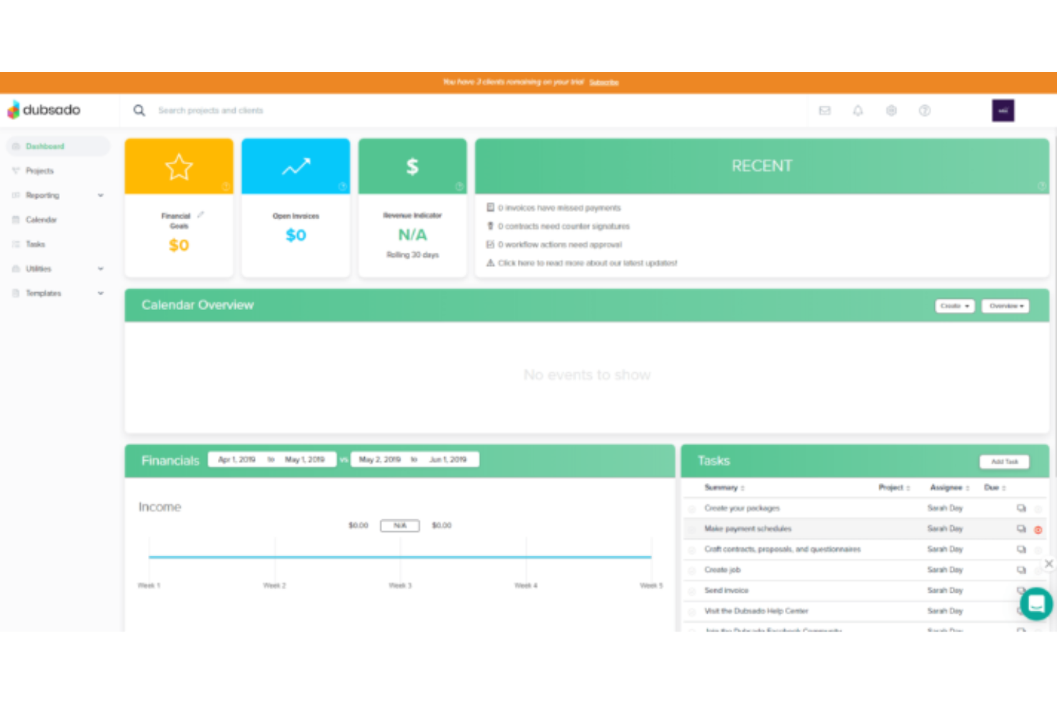 Dubsado screenshot - 10 beste software voor freelanceprojectmanagement voor 2026
