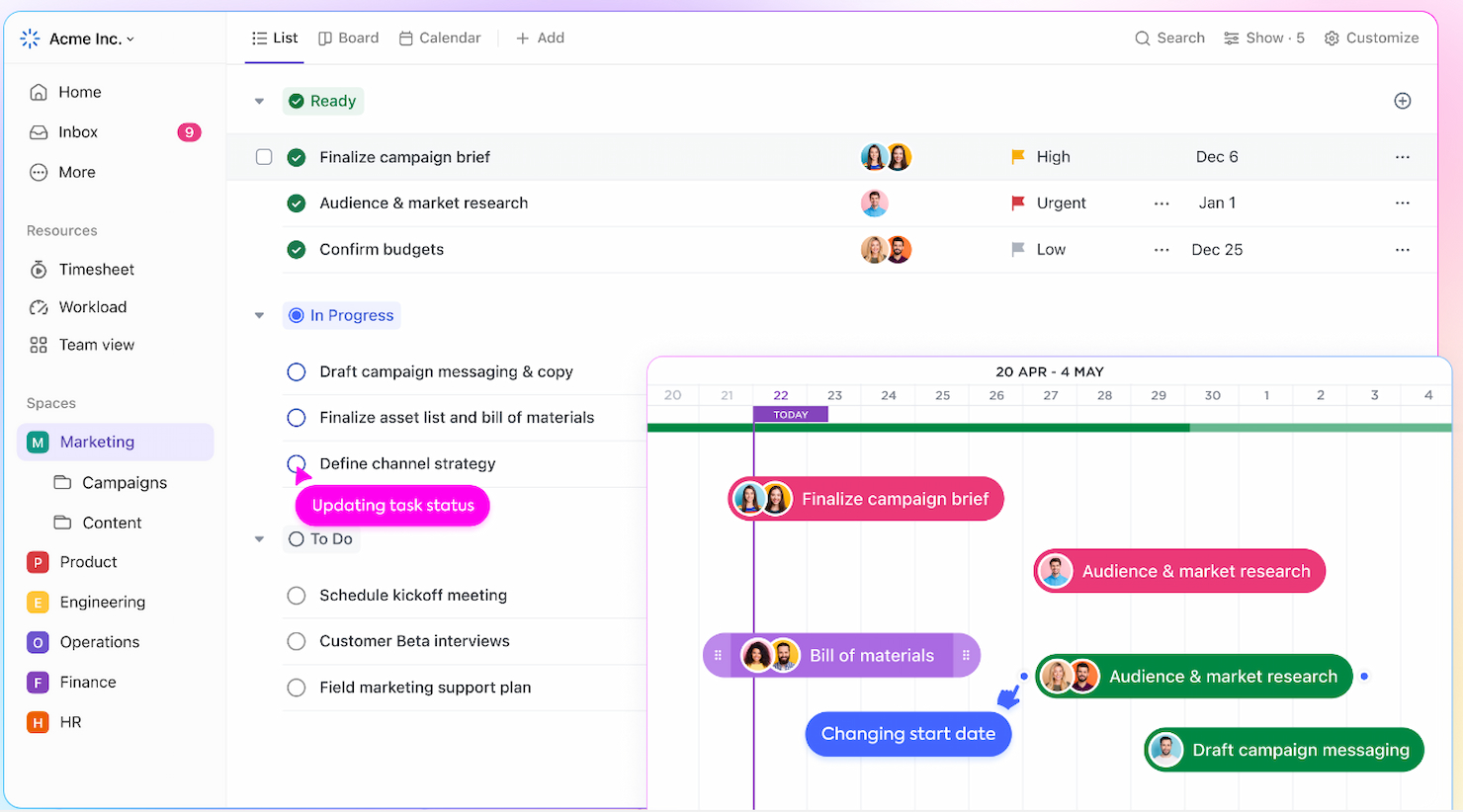 ClickUp screenshot - 10 Beste gratis software voor taakbeheer in 2026