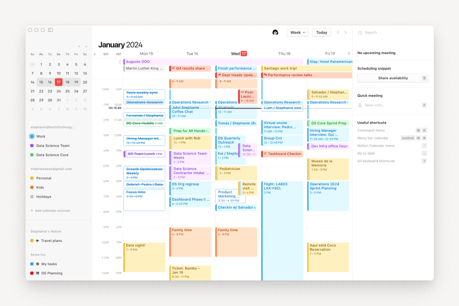 Notion Calendar screenshot - 10 alternatieven voor Google Agenda voor 2026