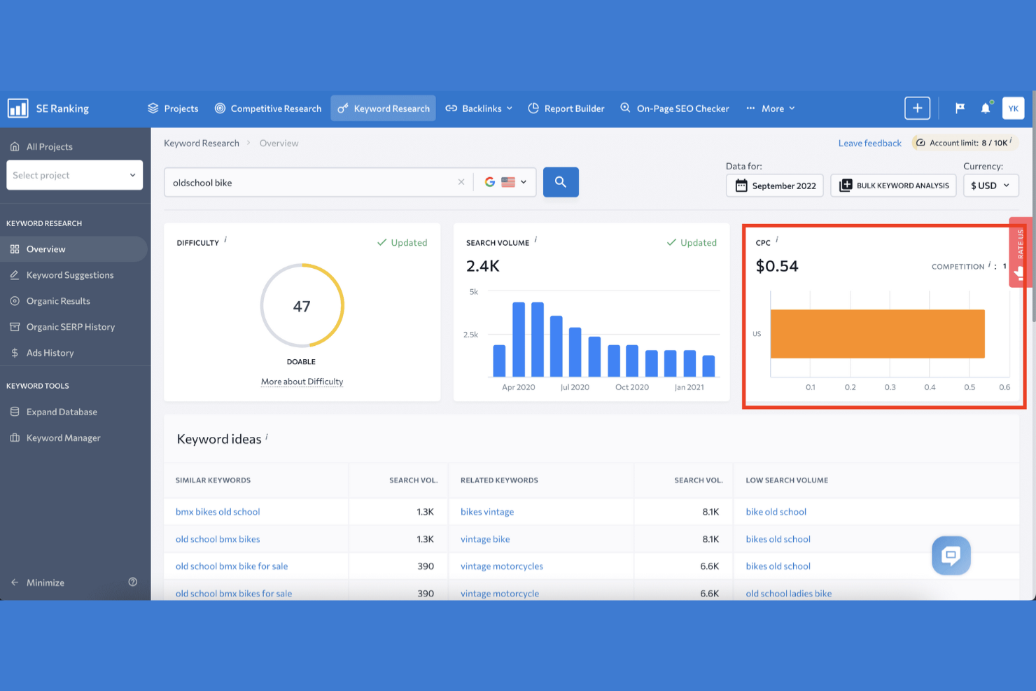 SE Ranking screenshot - 10 beste software voor SEO-klantbeheer, beoordeeld in 2026