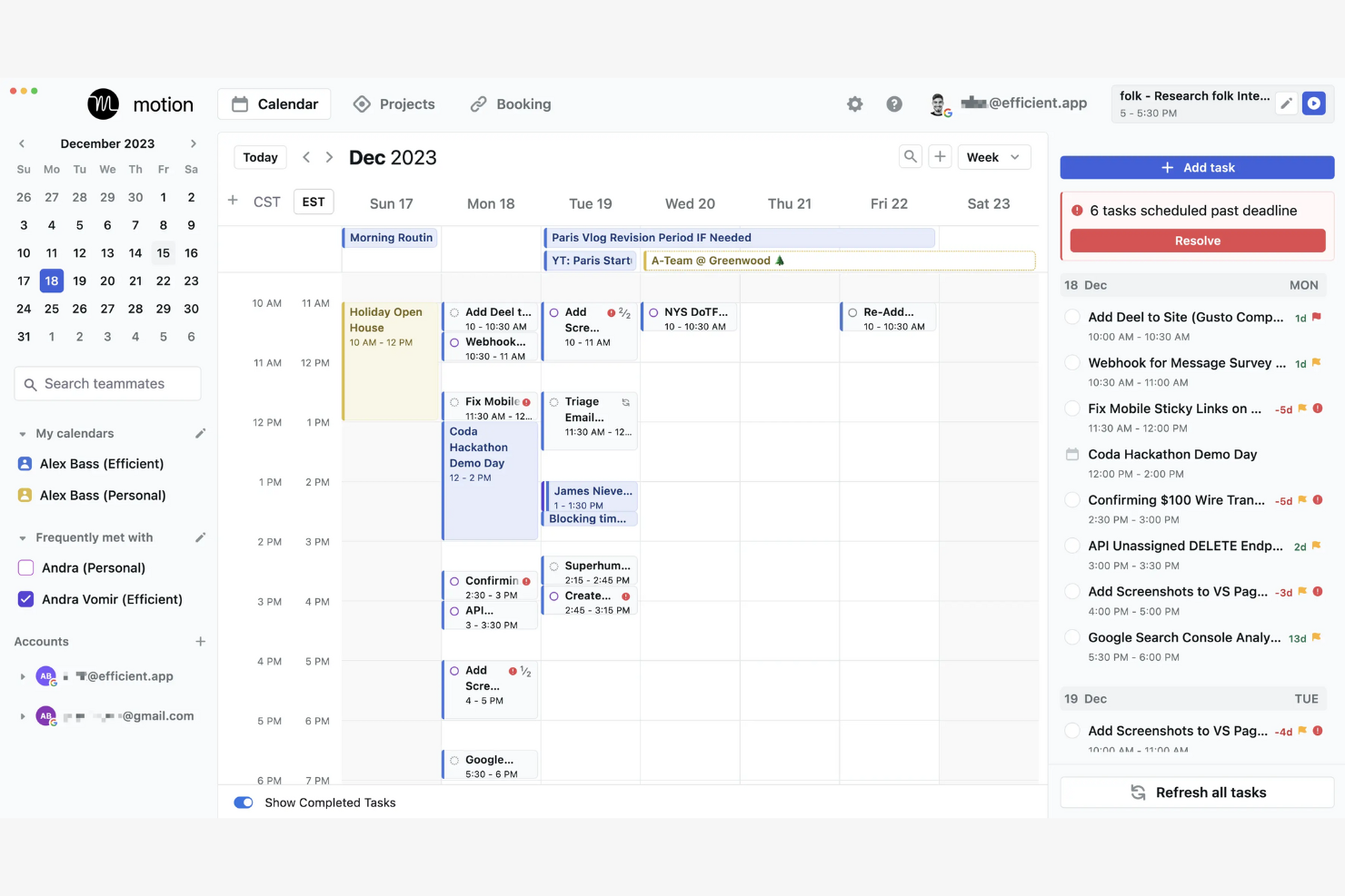 Motion screenshot - 10 beste apps voor dagelijkse planning beoordeeld in 2026