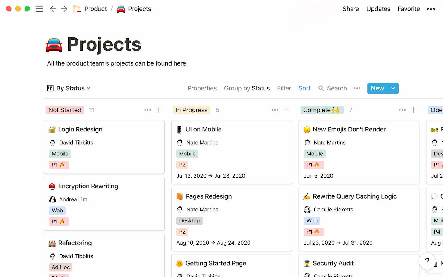 Notion screenshot - 10 opties voor software voor projectrapportage voor 2026