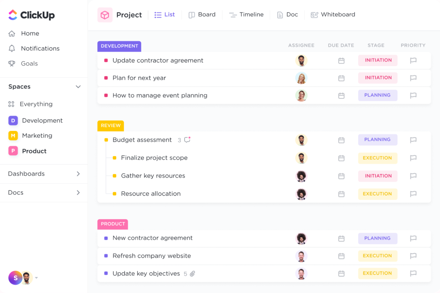 ClickUp screenshot - 10 beste software voor AI-resourcebeheer beoordeeld in 2026