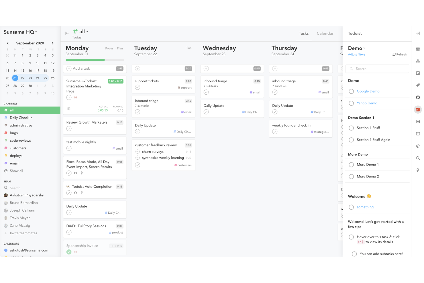 Sunsama screenshot - 10 gratis productiviteitsapps voor 2026