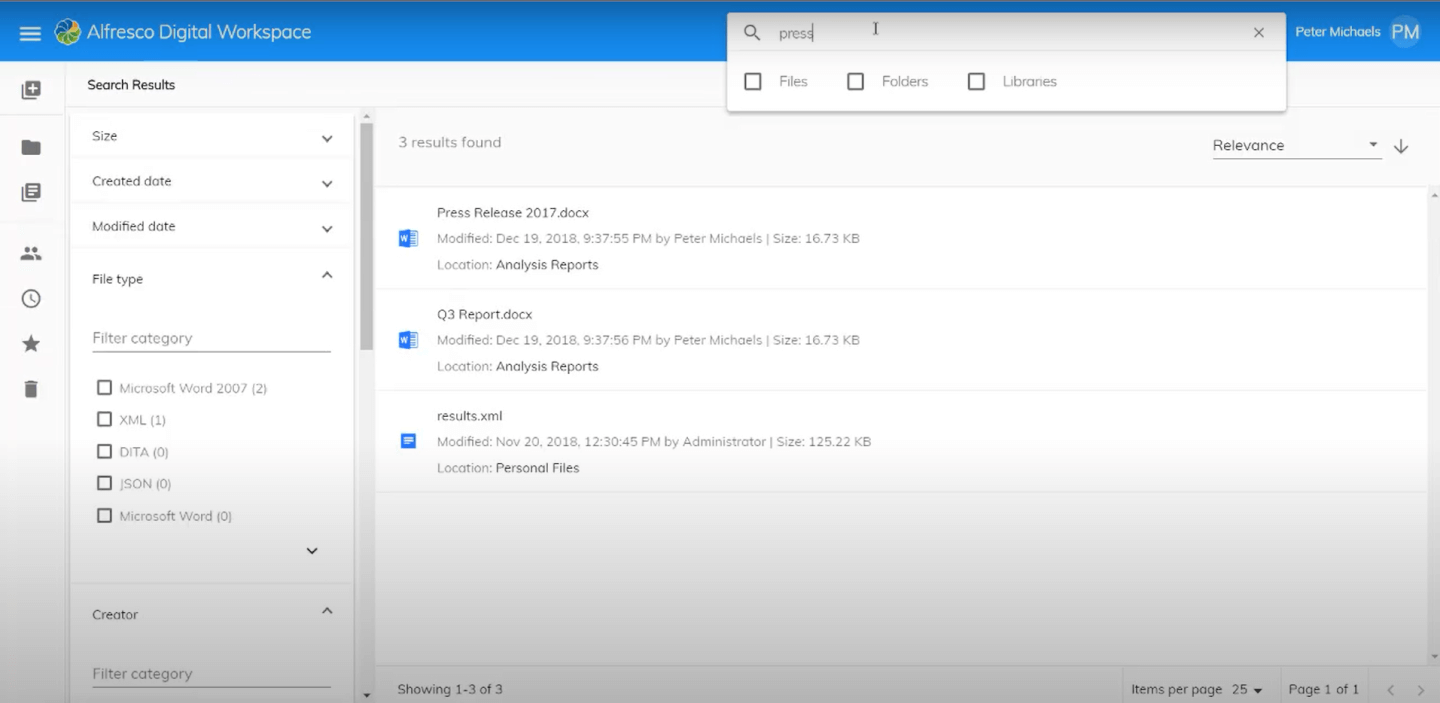Alfresco screenshot - 10 beste contentbeheersystemen voor ondernemingen voor 2026
