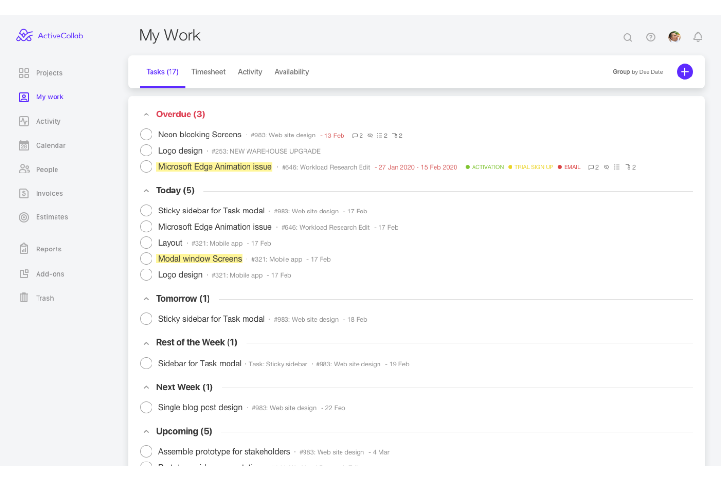 ActiveCollab screenshot - 10 beste projectmanagementsoftware op eigen servers voor 2026