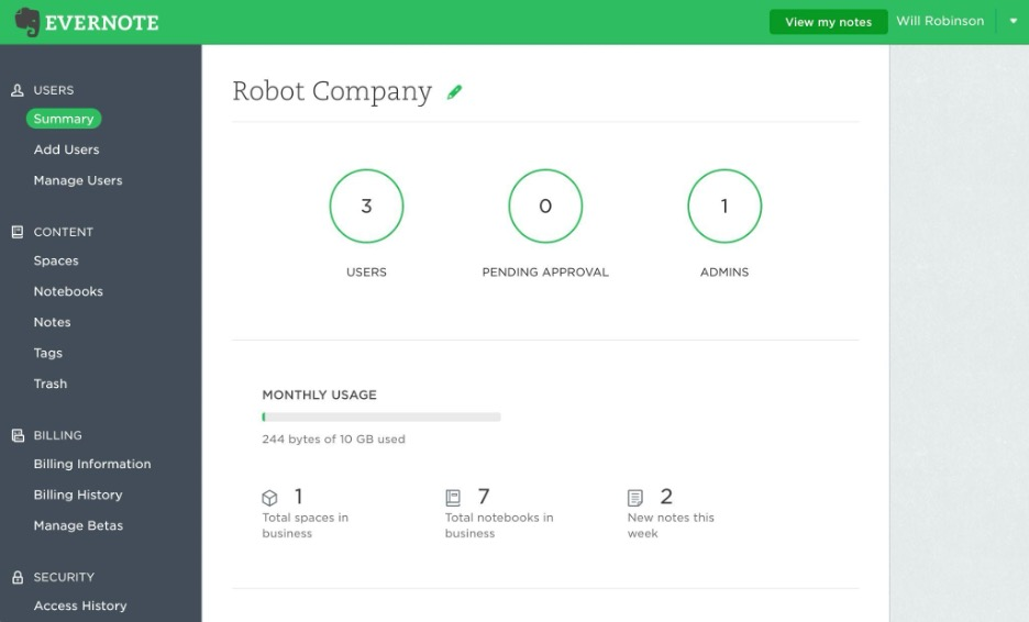 Evernote screenshot - Las 10 mejores alternativas a Milanote analizadas en 2026