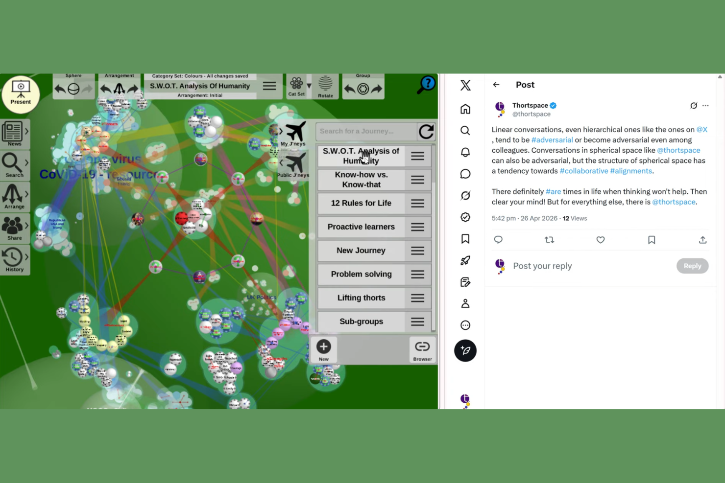 Thortspace screenshot - 4 bästa programvarorna för 3D-mindmapping år 2026