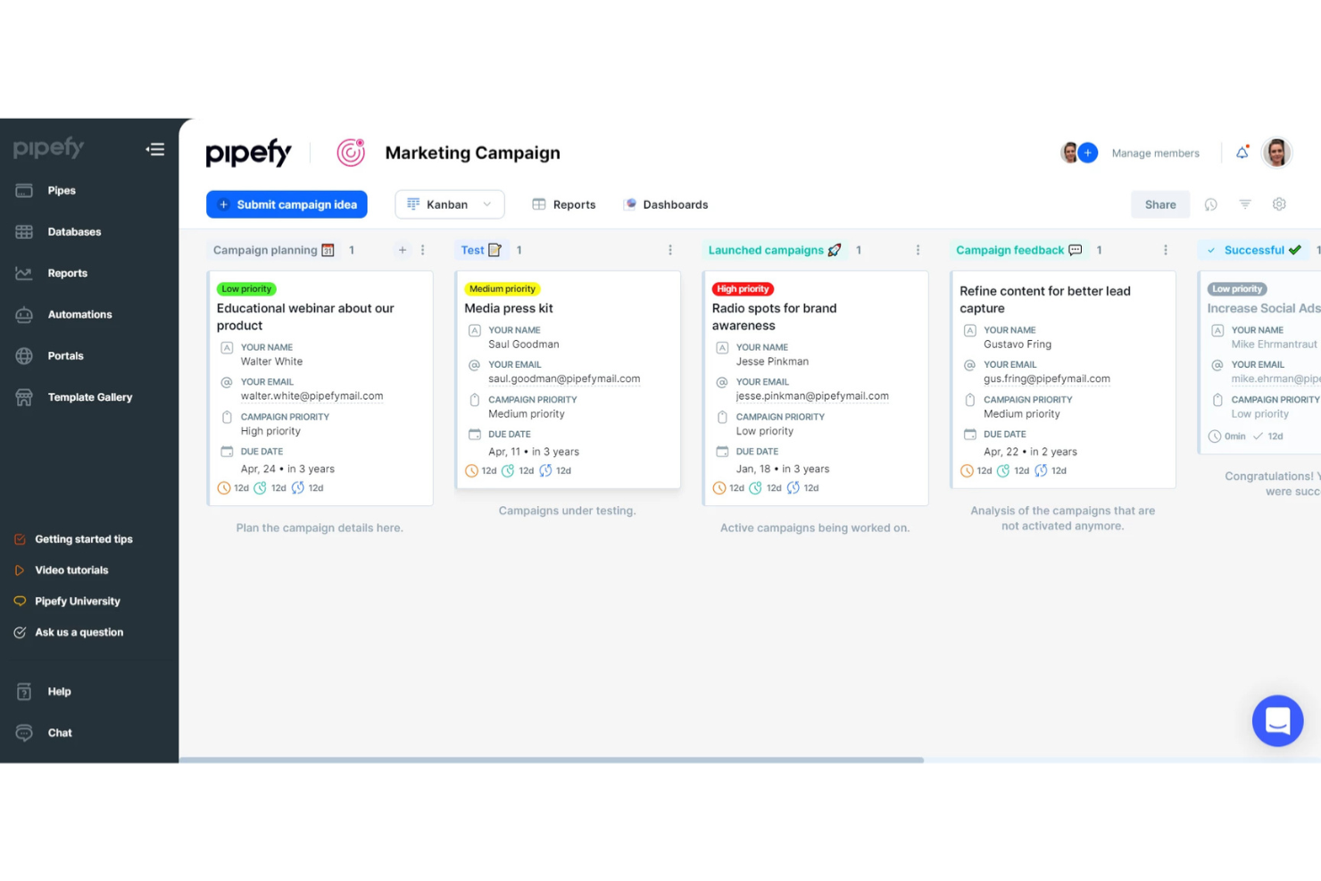 Pipefy screenshot - 10 bästa kostnadsfria programvarorna för hantering av affärsprocesser 2026