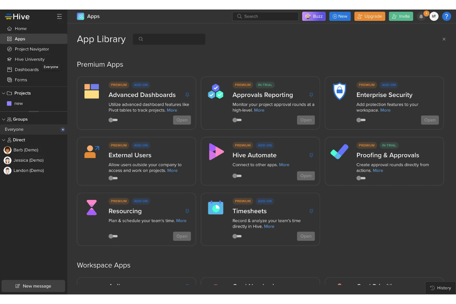 Hive screenshot - 10 bästa AI-program för projektledningskontor 2026