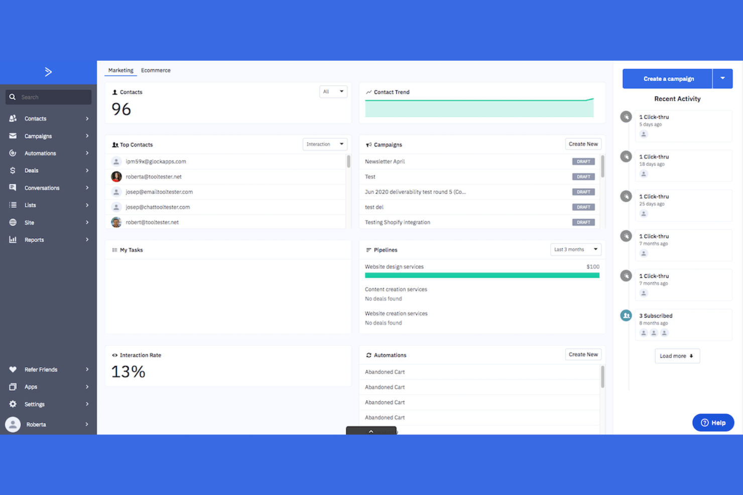 ActiveCampaign screenshot - 10 bästa alternativen till HubSpot CRM 2026