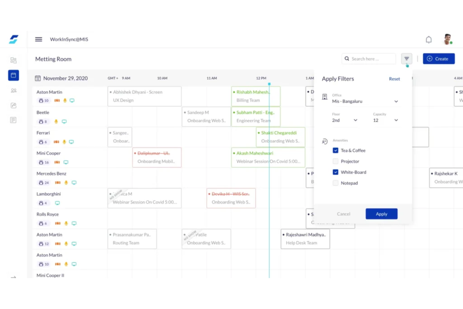 WorkInSync screenshot - De 10 bästa AI-programmen för bokning av flexibla skrivbord 2026