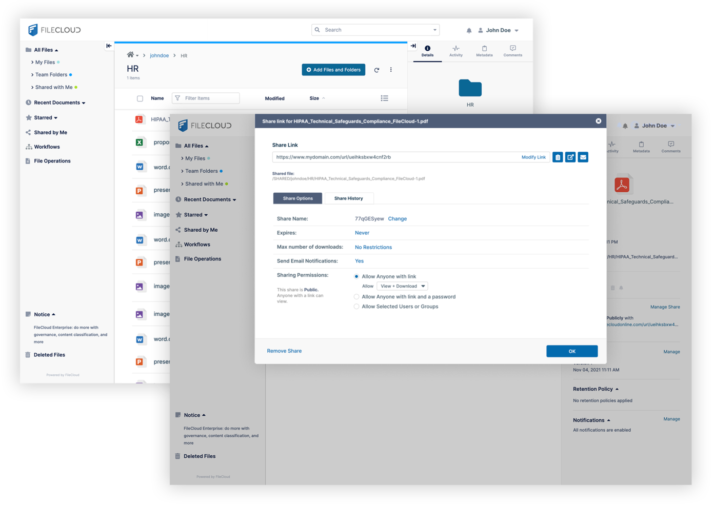FileCloud screenshot - 10 alternativ till Egnyte för 2026