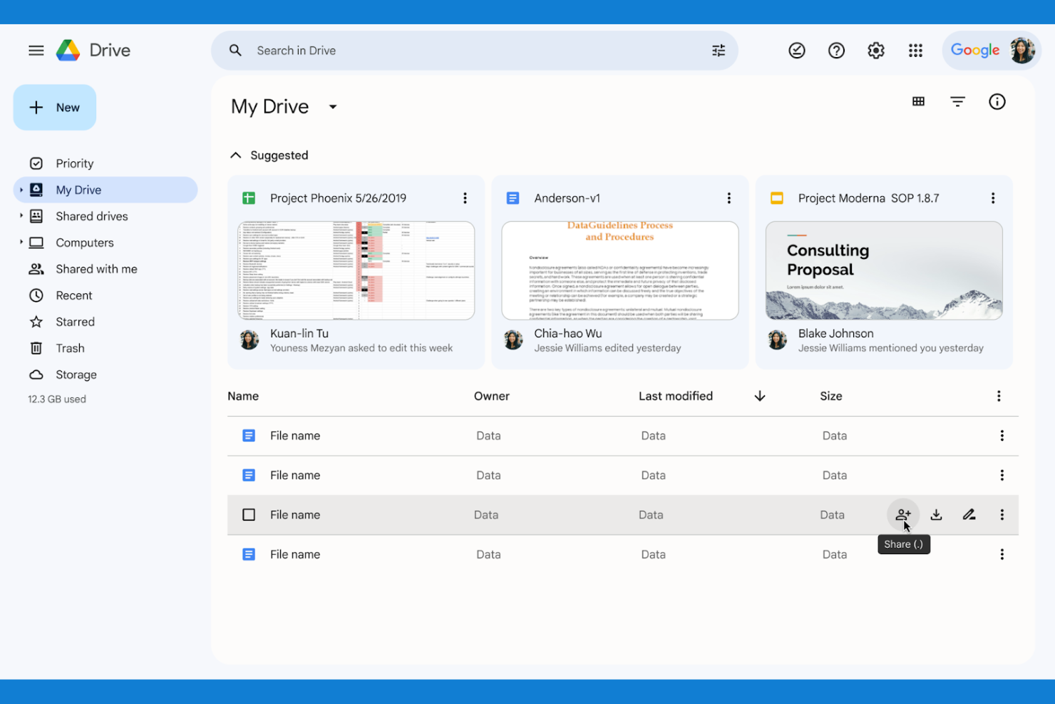 Google Drive screenshot - 10 bra alternativ till Mega för 2026