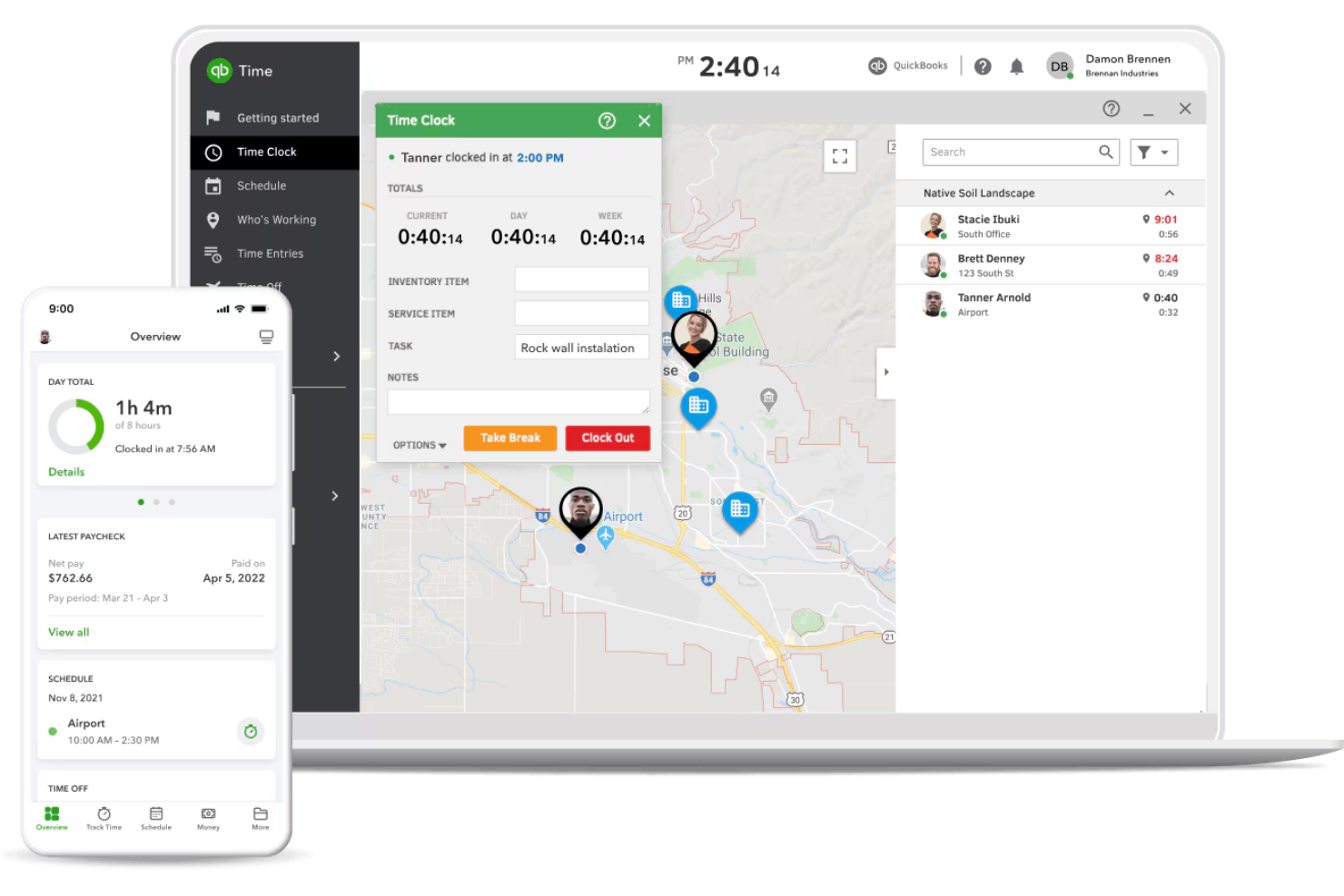 QuickBooks Time screenshot - 10 bästa alternativen till Clockify för 2026