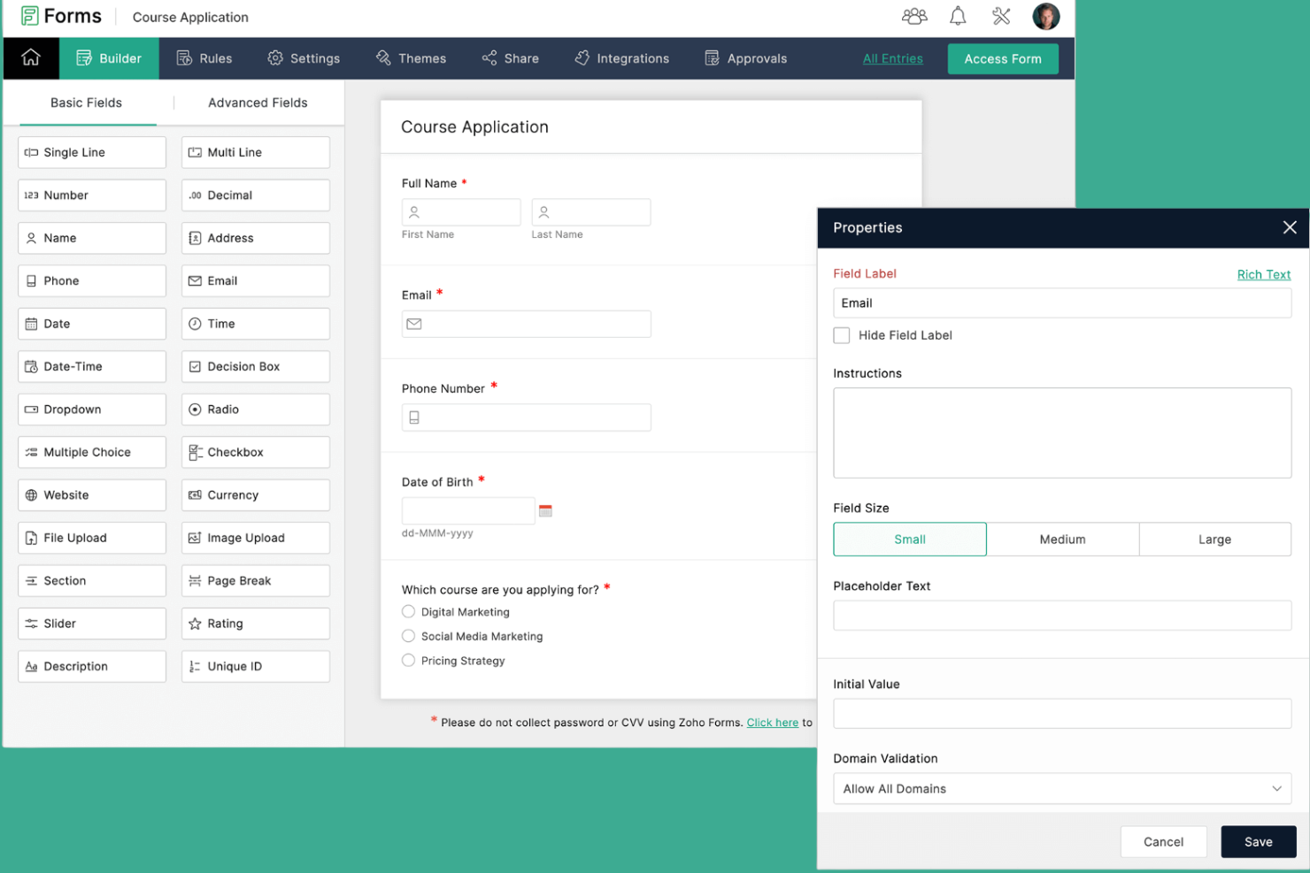 Zoho Forms screenshot - 10 alternativ till Formstack 2026