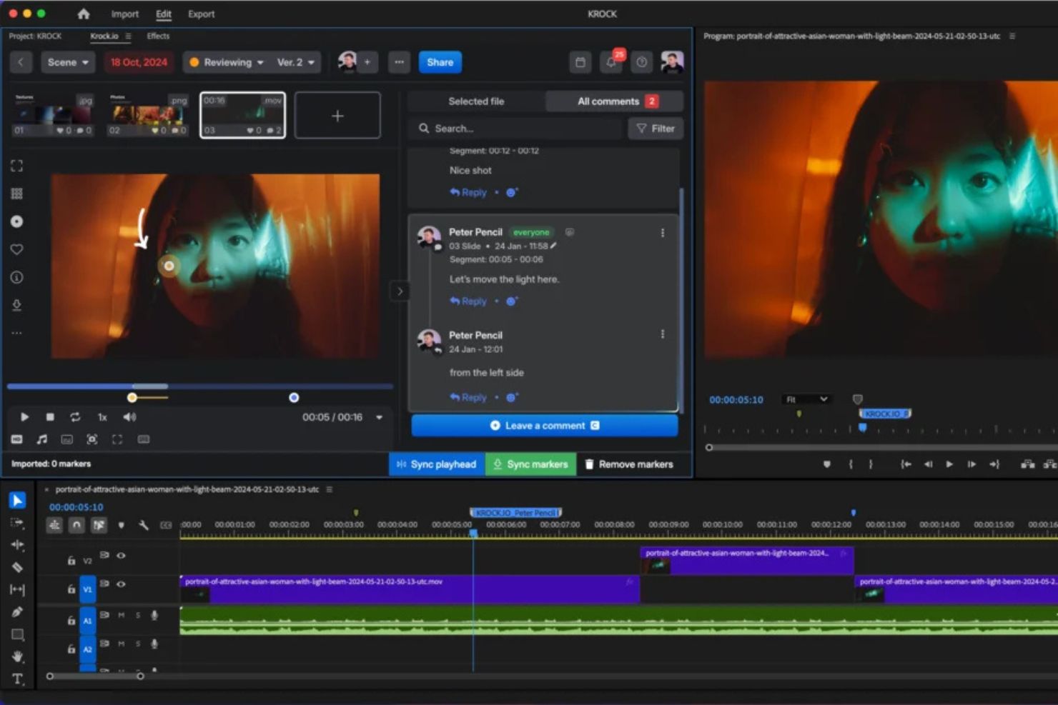 KROCK screenshot - 10 bästa alternativen till Frame.io för 2026