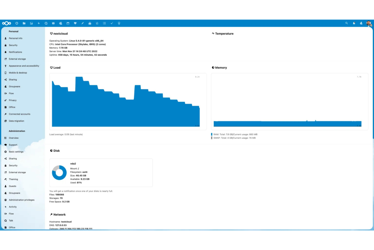 Nextcloud screenshot - 10 bästa plattformarna för innehållssamarbete för 2026