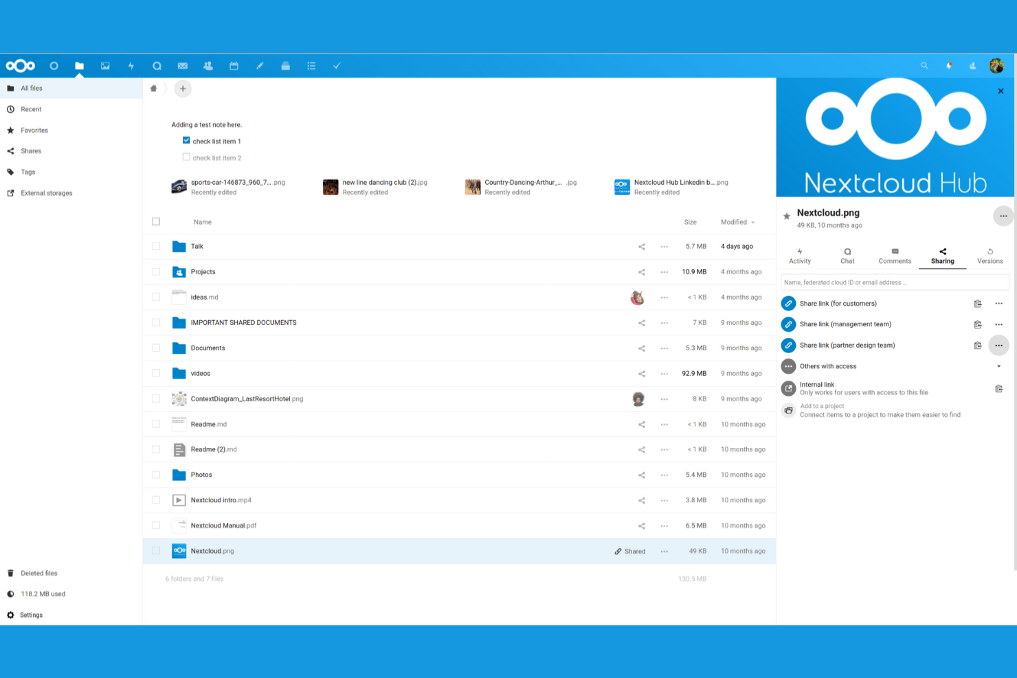 Nextcloud screenshot - 10 bästa Dropbox-alternativen granskade 2026