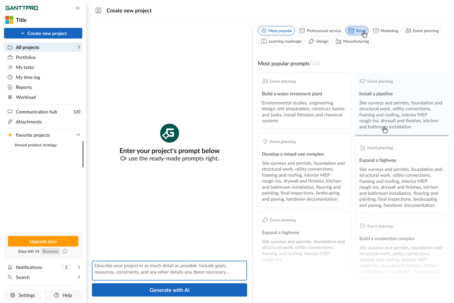 GanttPRO screenshot - 10 bästa AI-verktygen för Gantt-diagram – granskade 2026