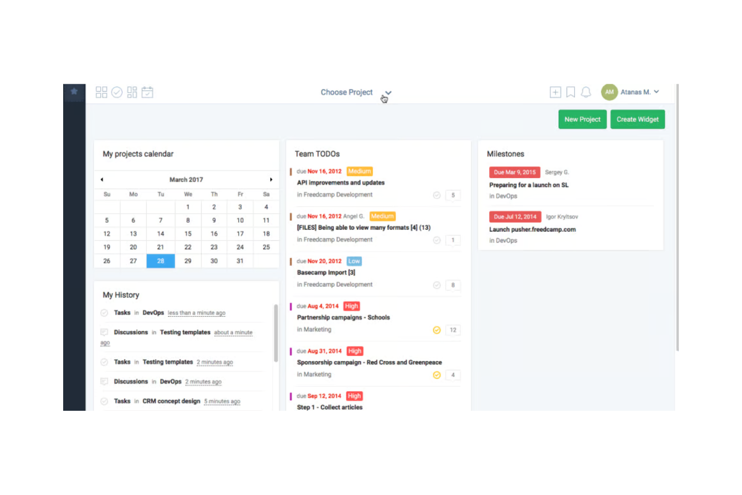 Freedcamp screenshot - 10 bästa verktygen för agil AI-projektledning granskade 2026
