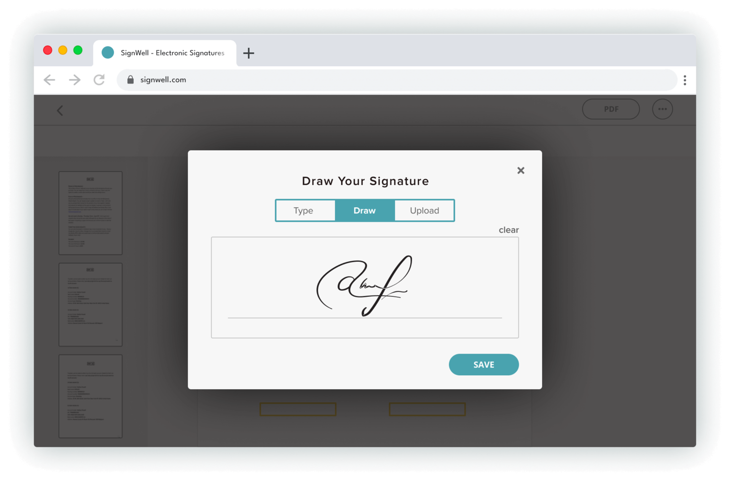 Signwell screenshot - 10 bästa kostnadsfria programvarorna för e-signaturer – granskade 2026