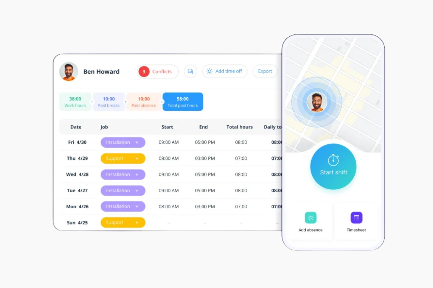 Connecteam screenshot - 10 bästa programvarorna för tidrapportering – granskade 2026