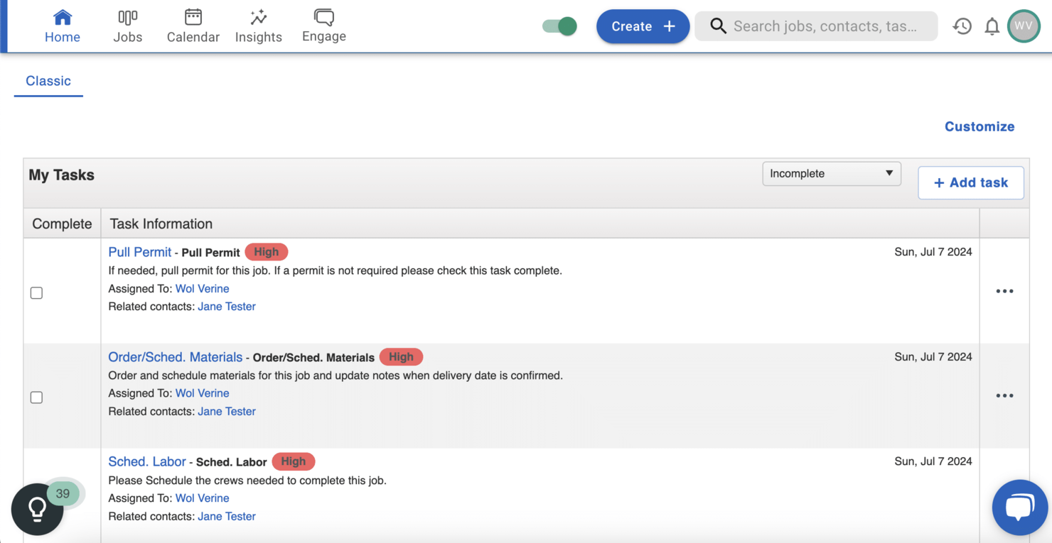 JobNimbus screenshot - 10 alternativa verktyg till Buildertrend för byggbranschen 2026