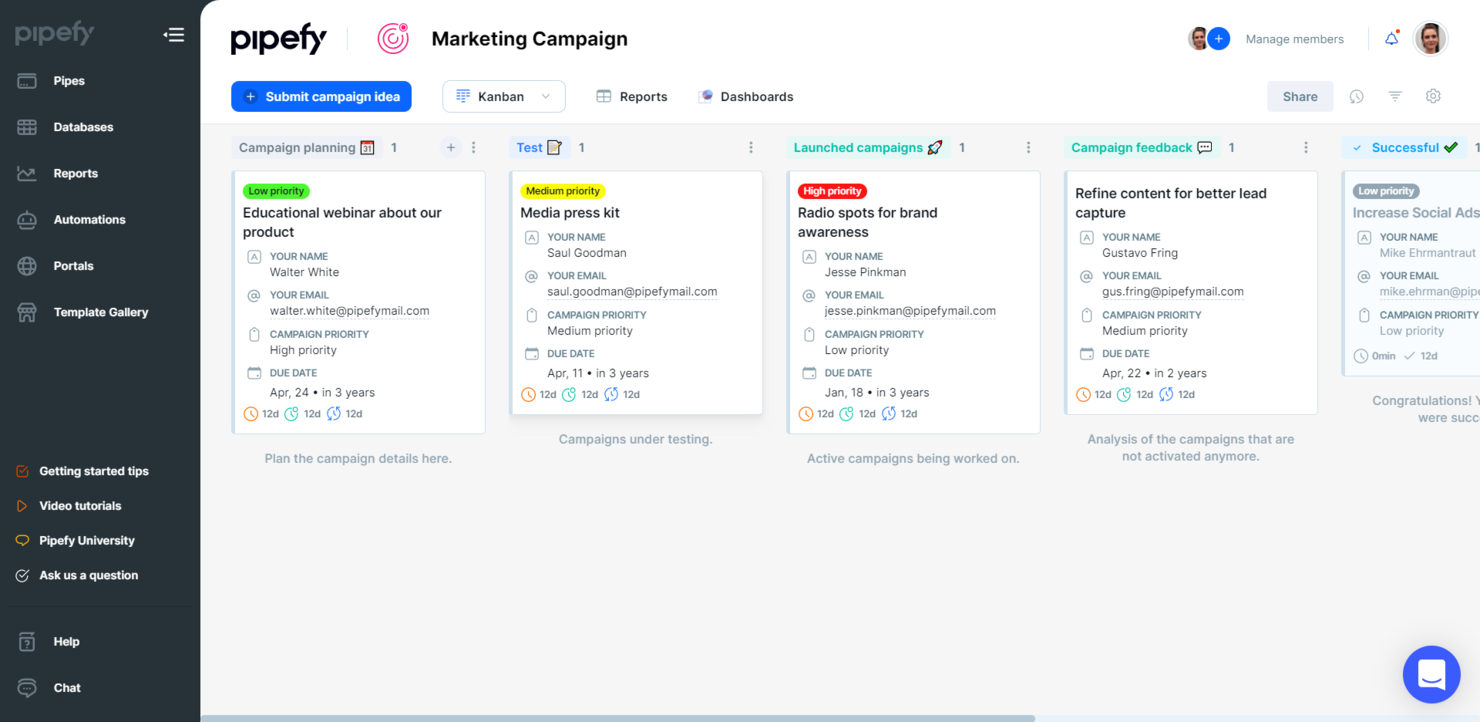 Pipefy screenshot - 10 bästa programvarorna för modellering av affärsprocesser – recensioner 2026