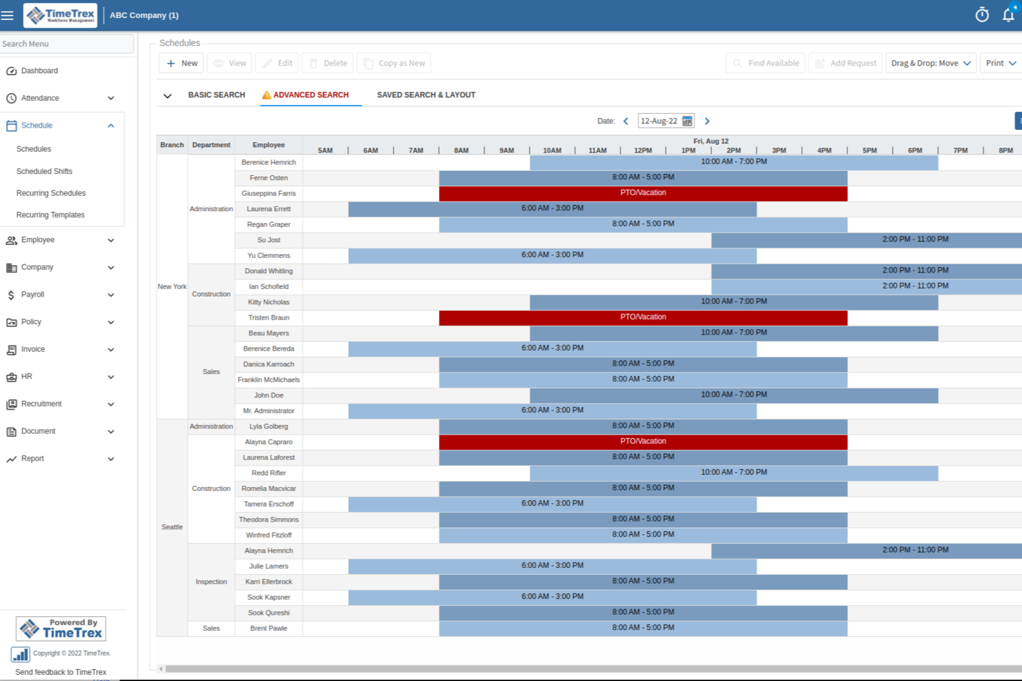 TimeTrex screenshot - 10 bästa Connecteam-alternativen för arbetsstyrkan 2026