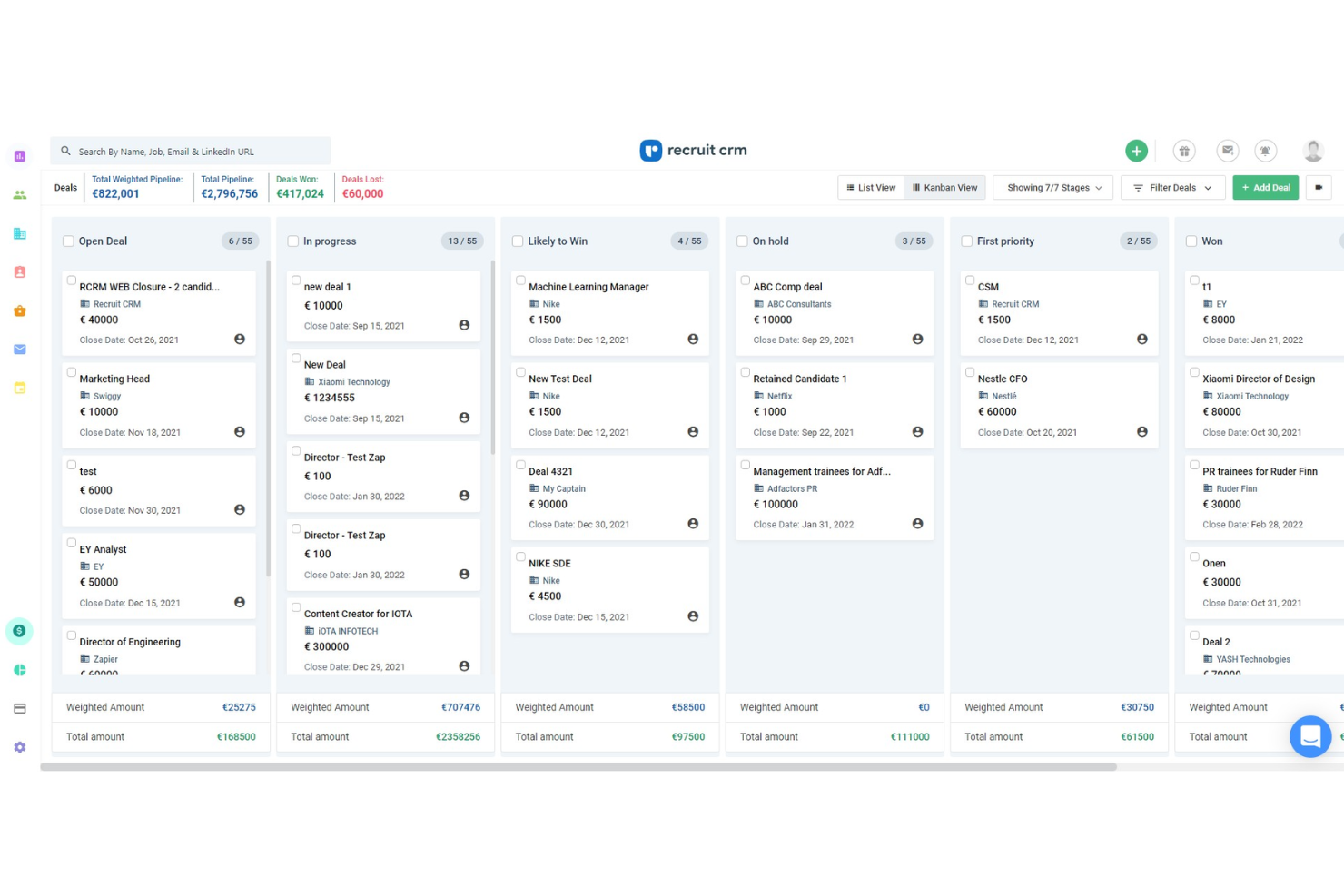 Recruit CRM screenshot - De 10 bästa programvarorna för bemanningsbyråer granskade 2026