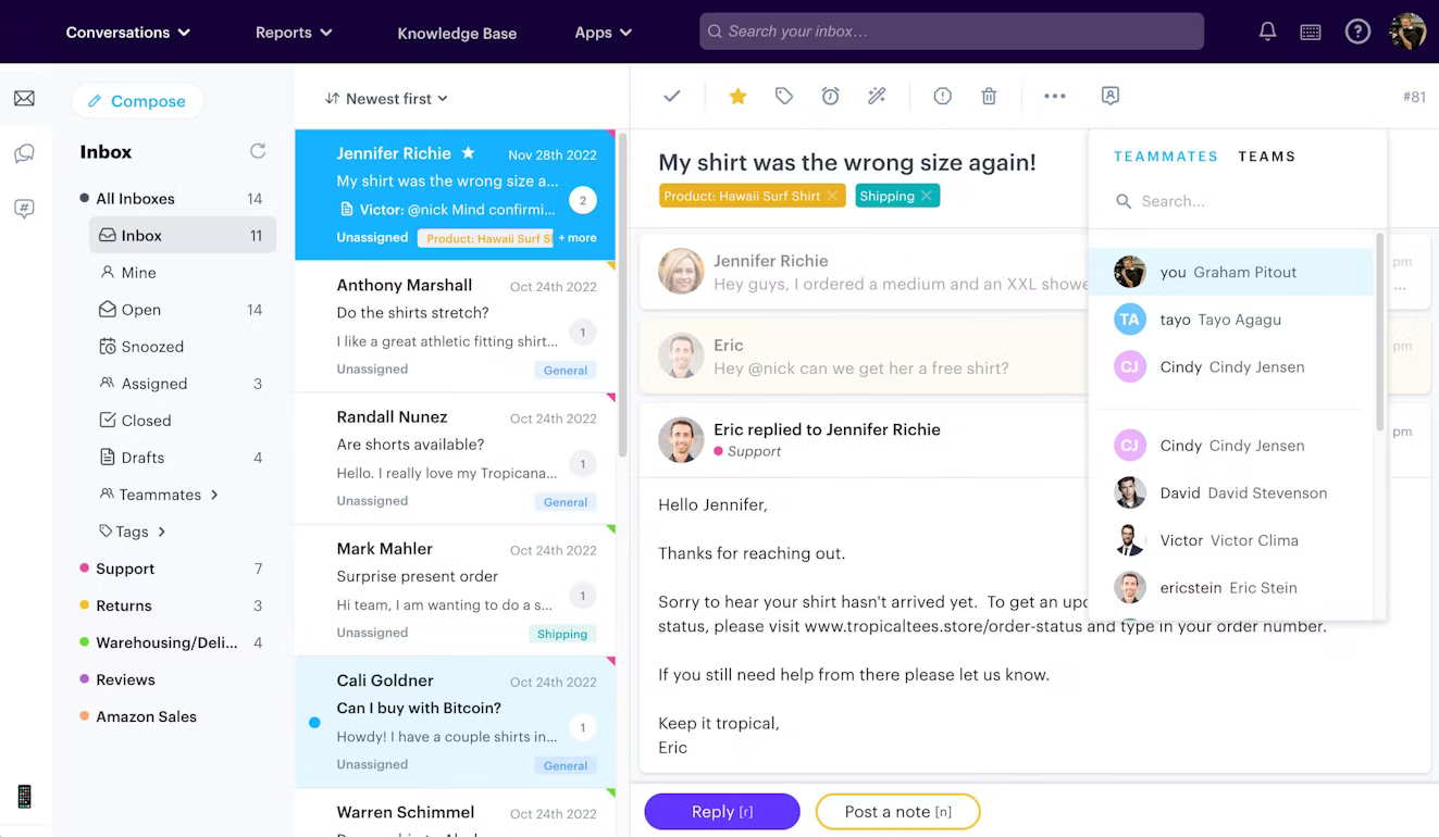 Groove HQ screenshot - De 10 bästa samarbetsprogrammen för e-post granskade 2026