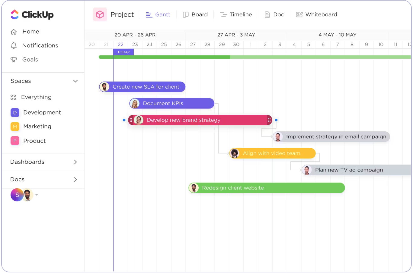 ClickUp screenshot - 10 bästa programmen för Gantt-diagram för Mac – granskade 2026