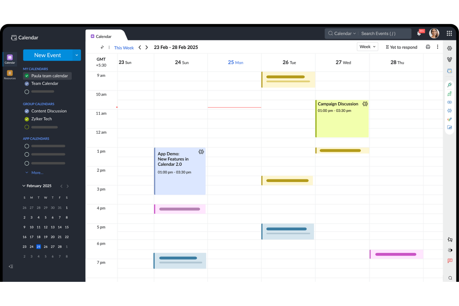Zoho Calendar screenshot - 10 alternativ till Google Kalender för 2026