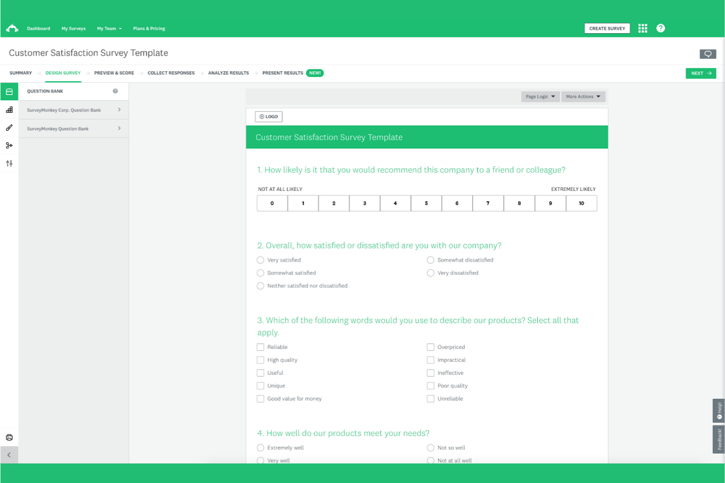 SurveyMonkey screenshot - 10 bästa alternativen till Google Forms för 2026