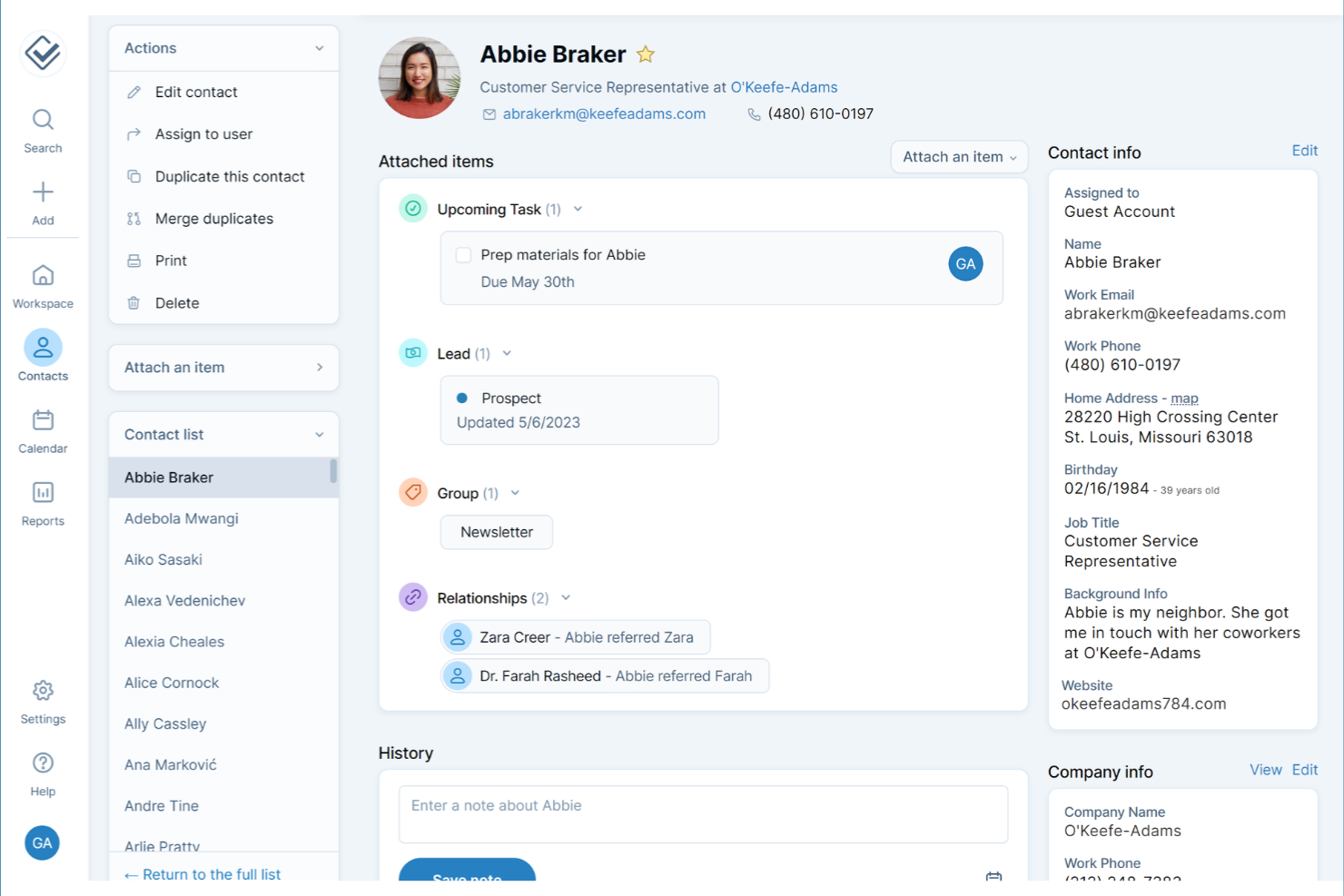 Less Annoying CRM screenshot - 10 bästa programvarorna för klienthantering för småföretag 2026