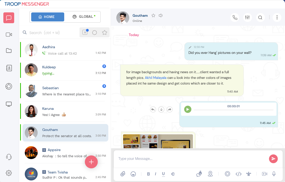 Troop Messenger screenshot - De 10 bästa verktygen för teamkommunikation granskade 2026