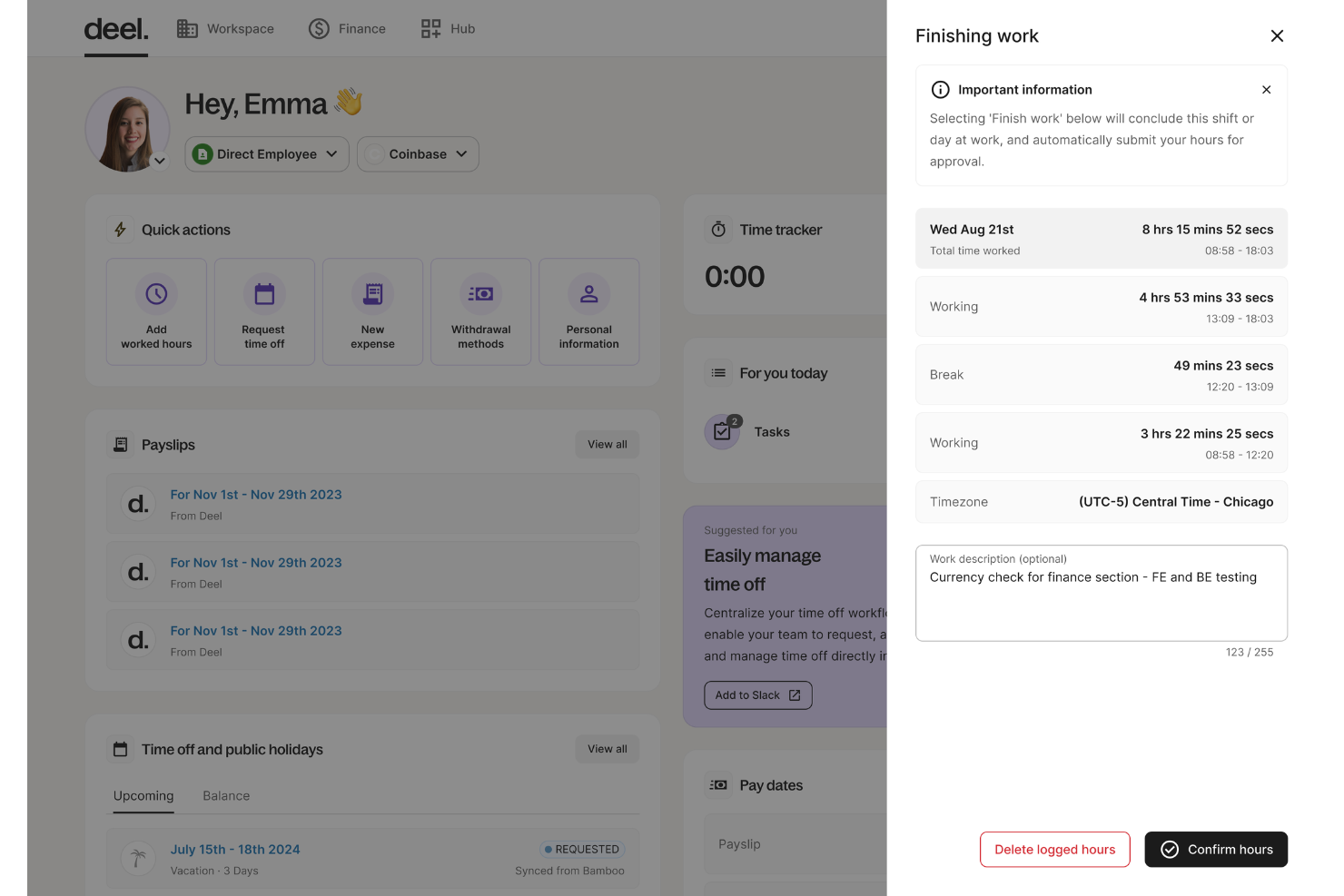 Deel HR screenshot - 10 bästa tidrapporteringsprogrammen för distansteam 2026