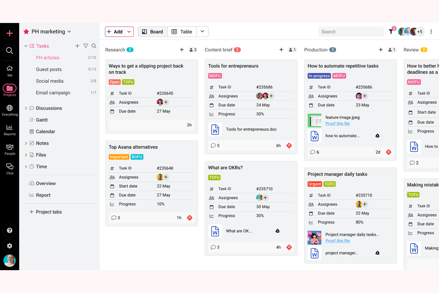 ProofHub screenshot - 10 bästa verktygen för AI-baserad kundleverans – granskade 2026