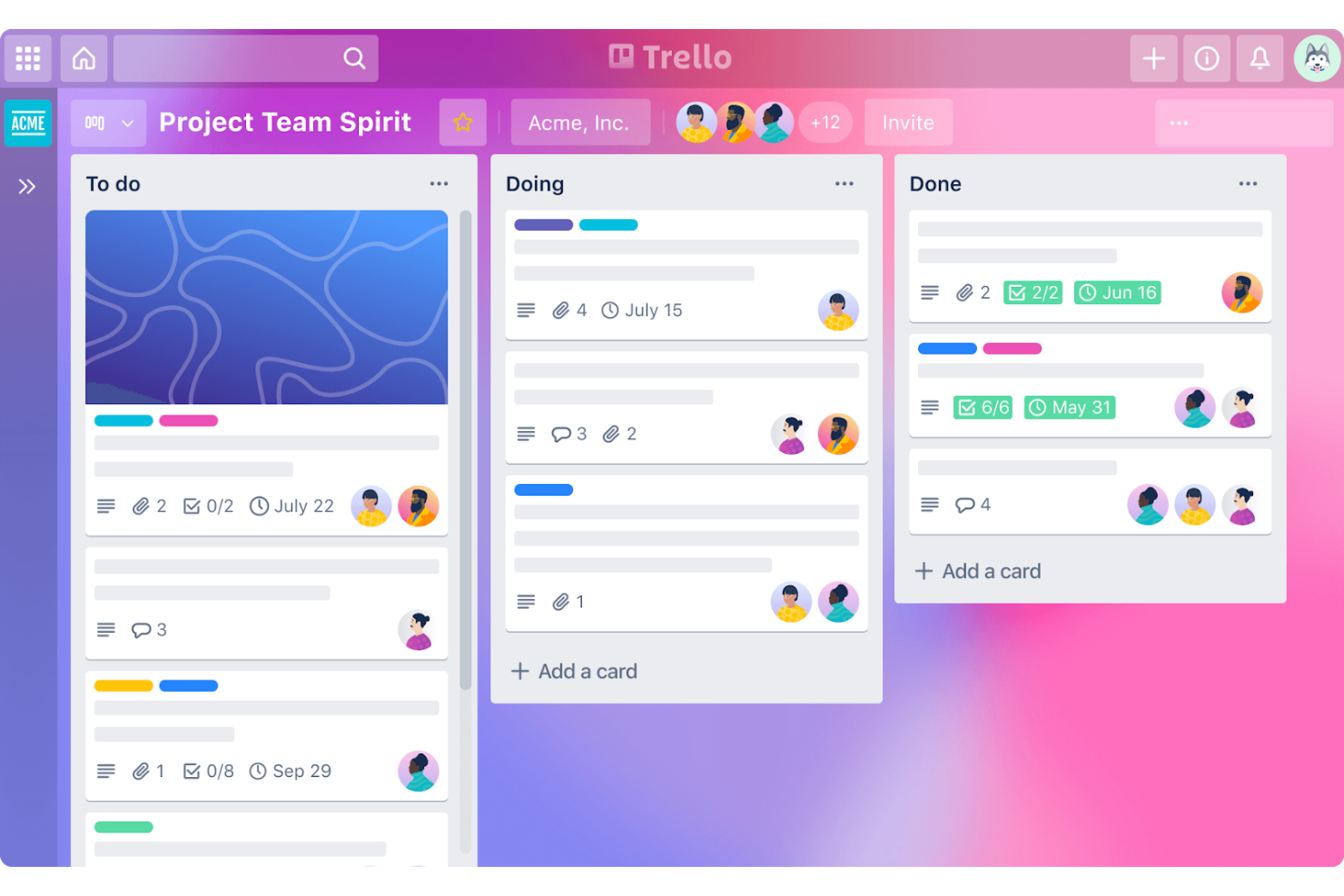 Trello screenshot - 10 alternativa verktyg till Office Timeline för planering 2026