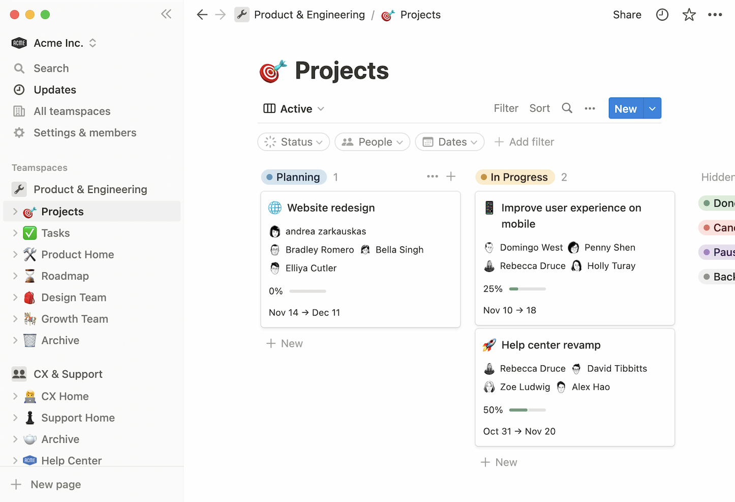 Notion screenshot - 10 bästa verktygen som alternativ till Paymo för projektteam 2026