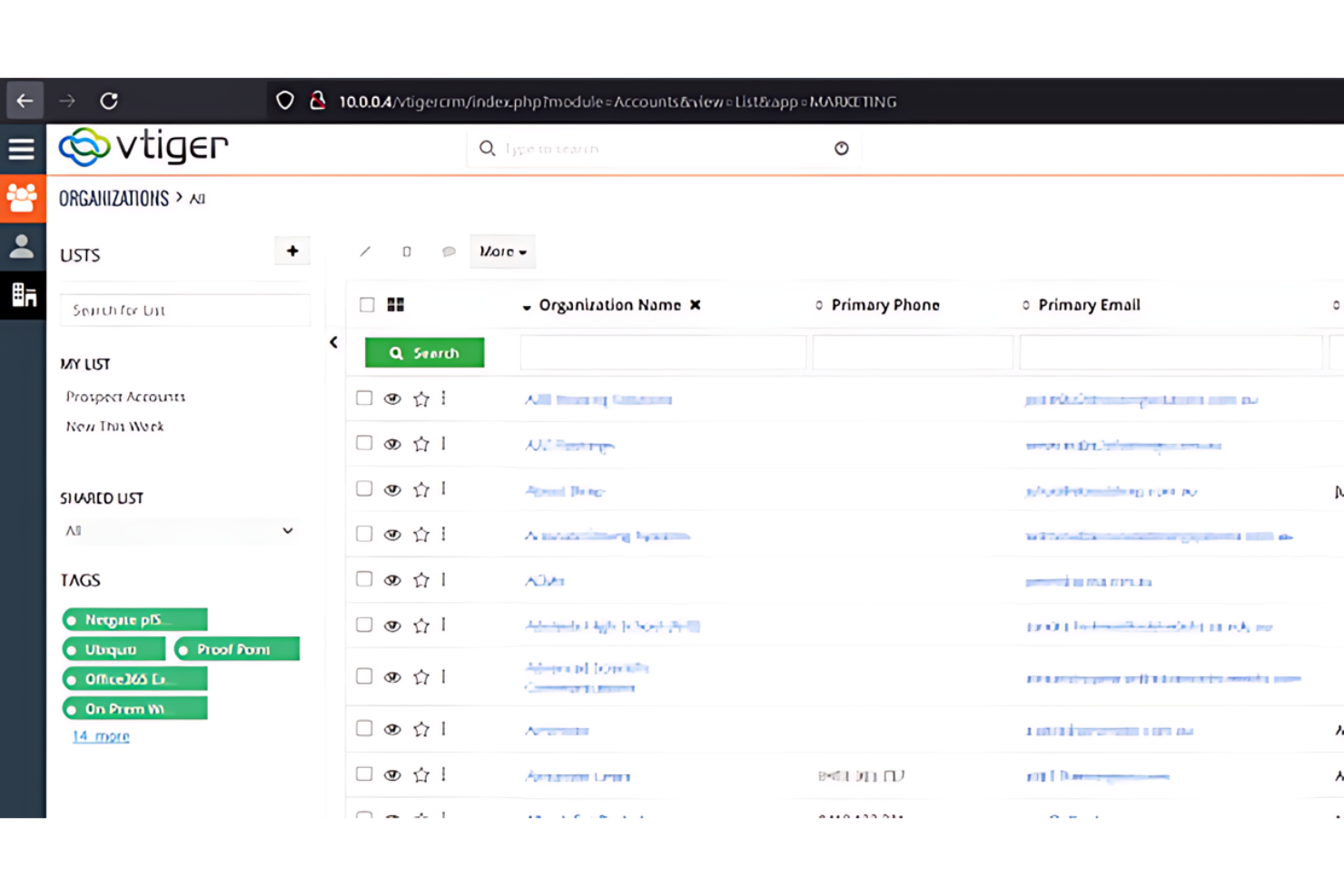 Vtiger CRM screenshot - 10 bästa programvarorna för kundresurshantering 2026