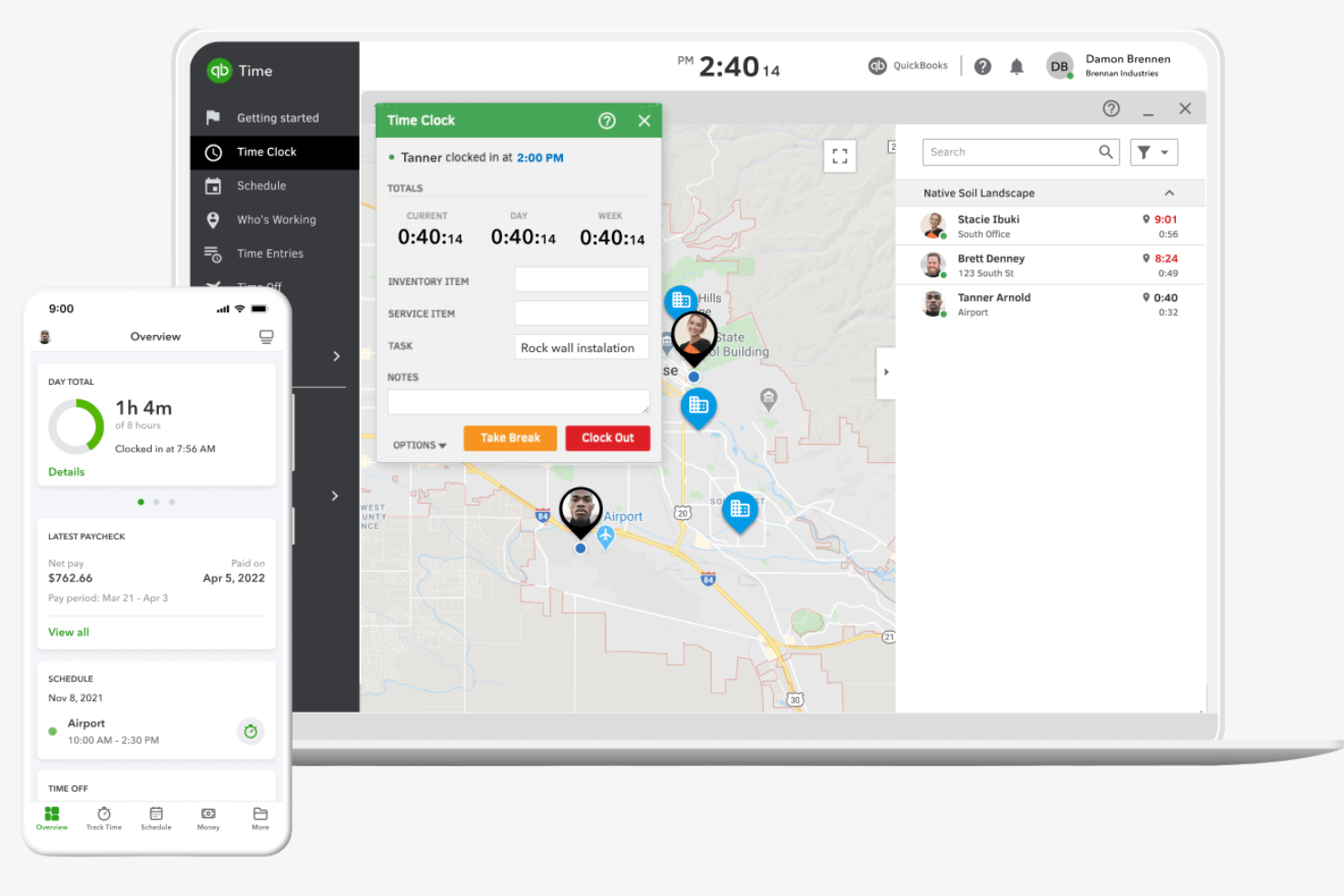 QuickBooks Time screenshot - 10 bästa tidsspårningsprogrammen för utvecklare – granskade 2026