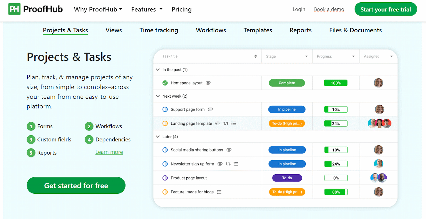 ProofHub screenshot - 10 bästa projektledningsprogramvarorna integrerade med Salesforce