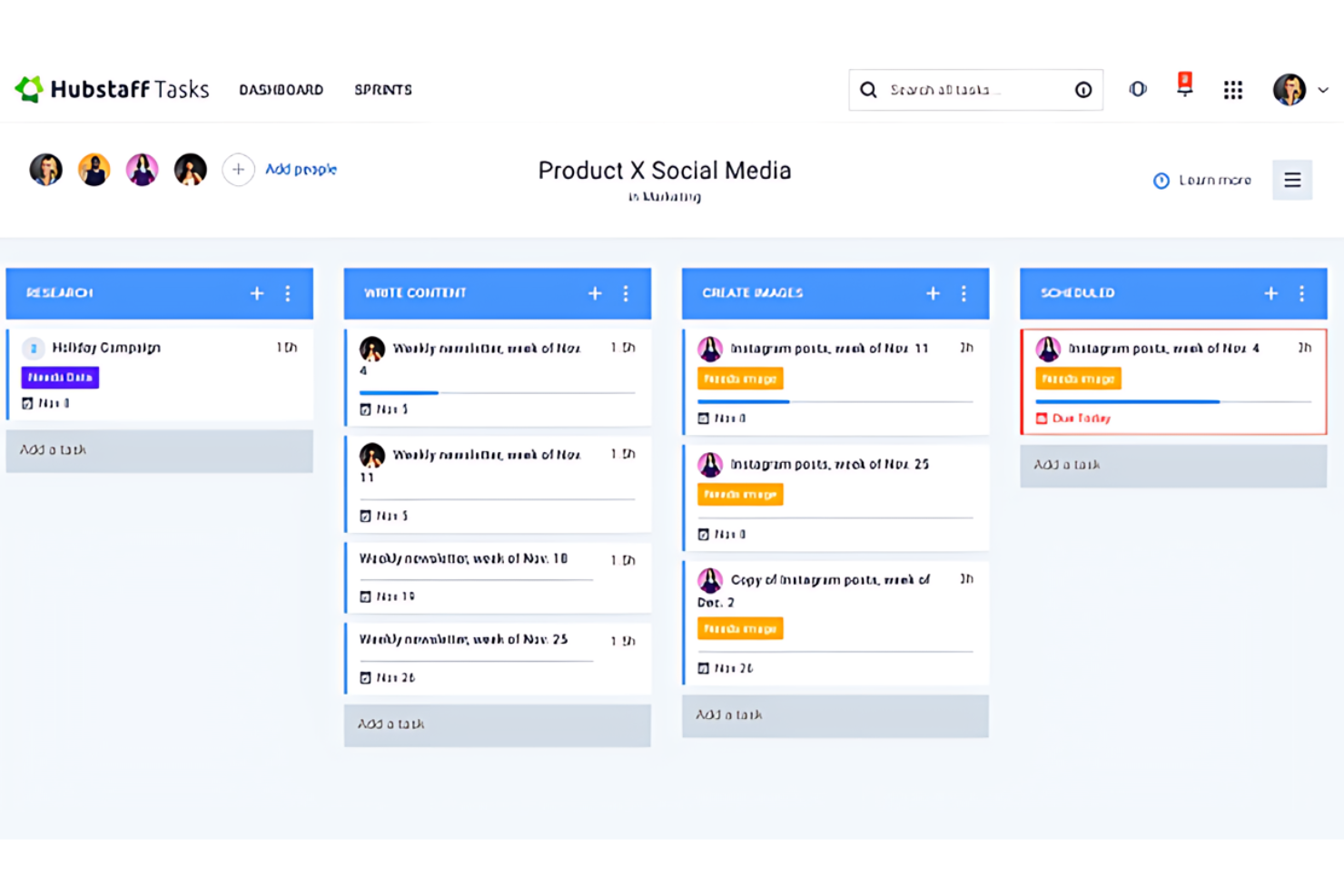 Hubstaff Tasks screenshot - De 10 bästa programvarorna för resurshantering för små team 2026