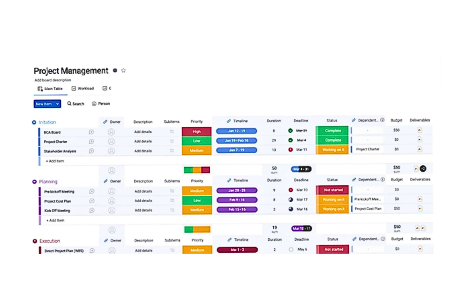 monday AI Workspace screenshot - 10 bästa produktivitetsverktygen granskade för 2026