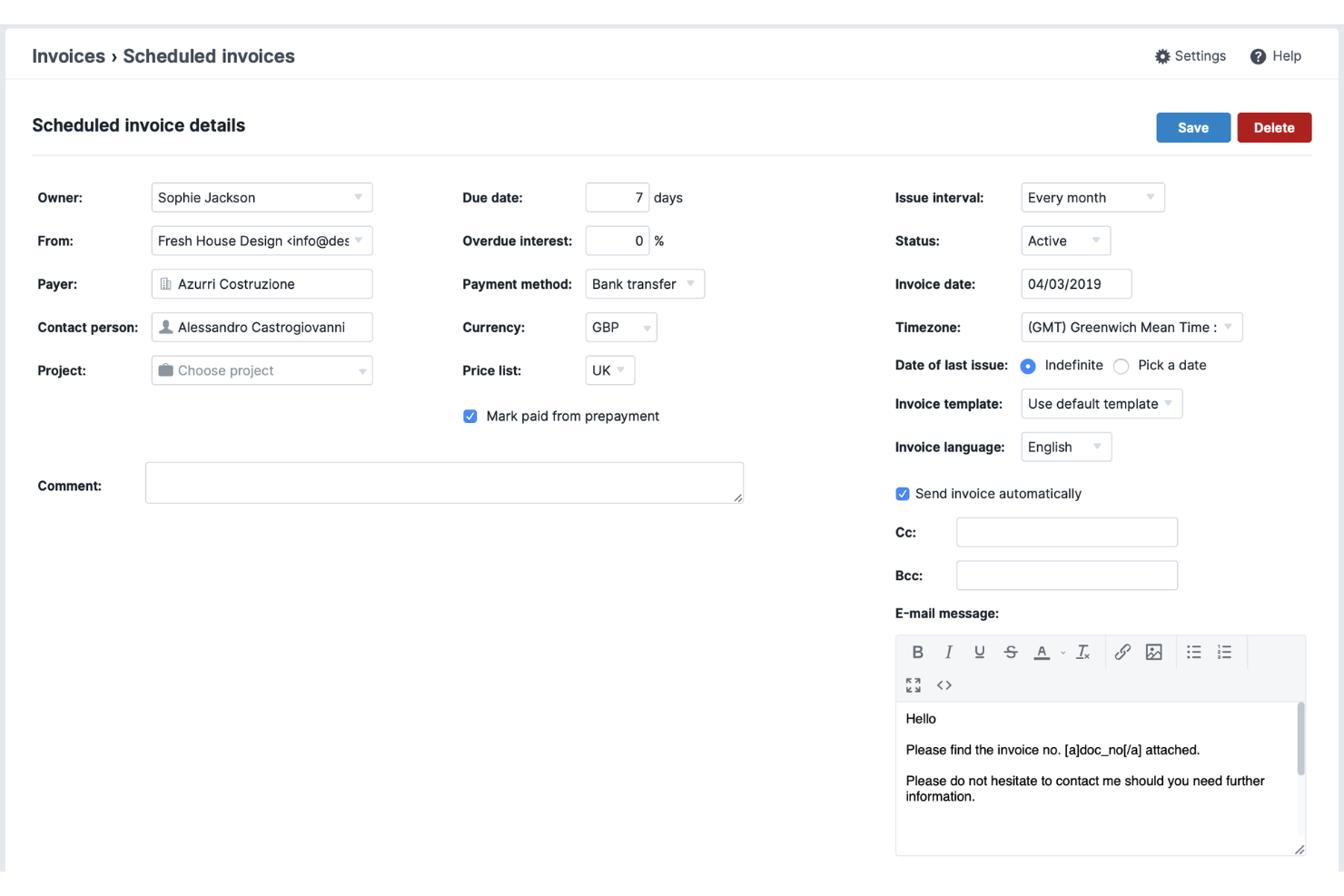 Scoro screenshot - 10 bästa programvarorna för projektledning inom bokföring för 2026