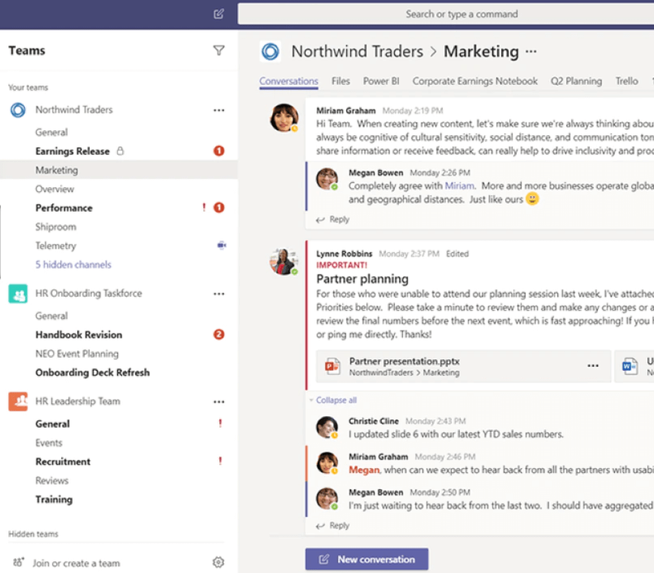 Microsoft Teams screenshot - 10 bästa programvarorna för videokonferenser för distansteam 2026