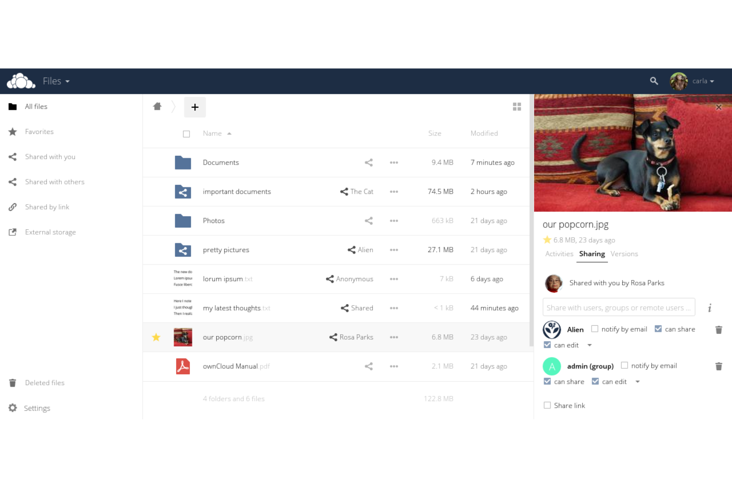 ownCloud screenshot - 10 Nextcloud-alternativ utvalda för 2026 med främsta funktioner och användningsområden